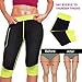 TrainingGirl Women Neoprene Sauna Leggings Sweat Shorts Weight Loss Workout Running Capris Slimming Compression Thermo Pants (Black-Green, L)