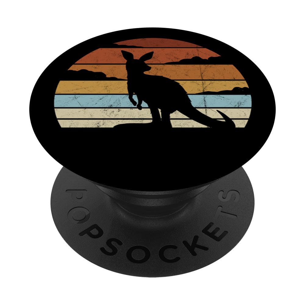 Australian Retro Sunset Funky Marsupial Silhouette Kangaroo PopSockets Adhesive PopGrip