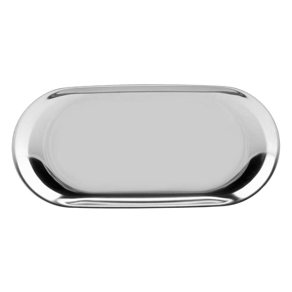 Fdit Nordic Storage Tray Cosmetics Jewelry Stainless Steel Cake Plate for Home Kitchen(Silver L)