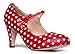 J. Adams Pixie Heels - Red Polka Dot Vintage Retro Round Toe Shoe with Ankle Strap - 9