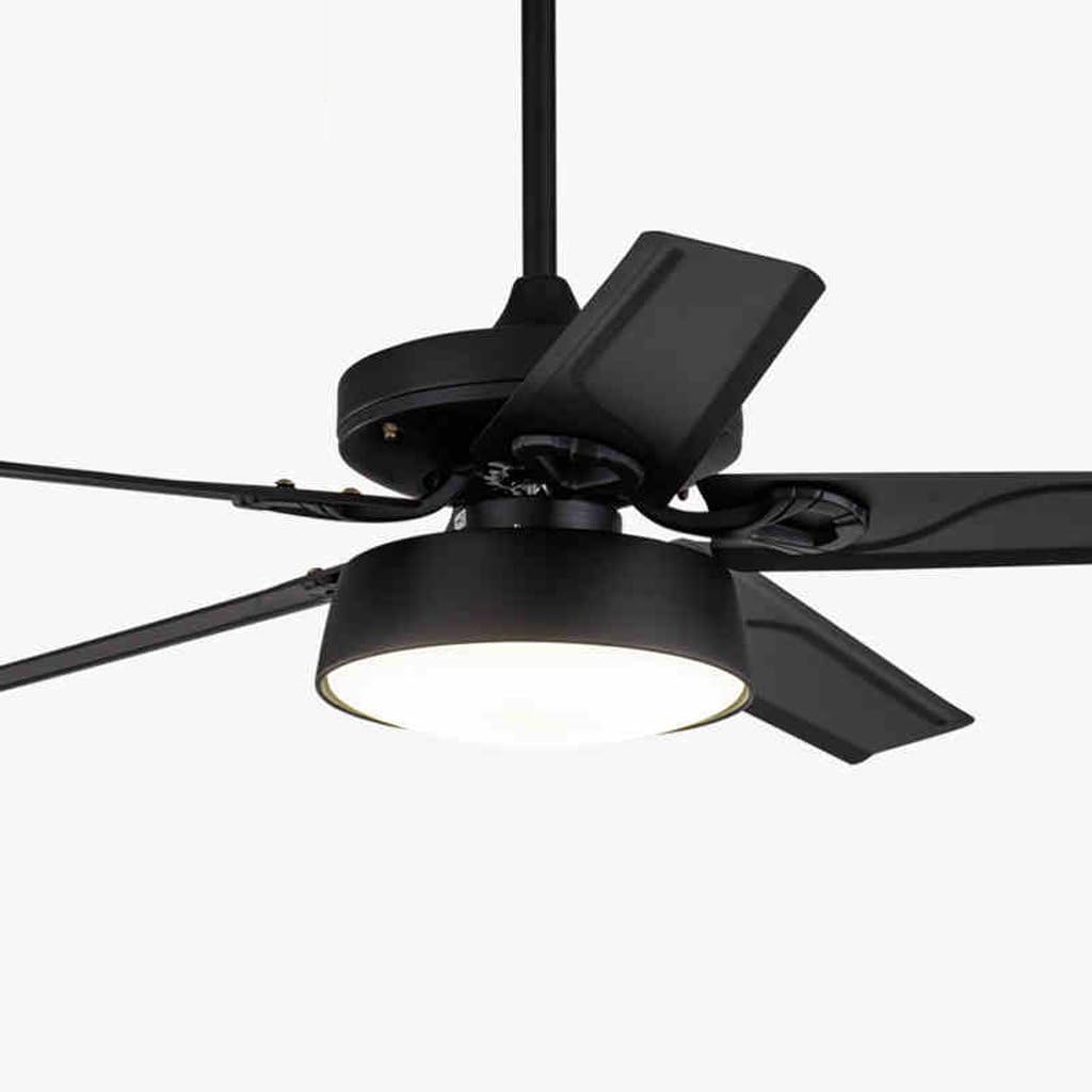 AMOS Black Iron Leaf Electric Fan Lights Turn to LED Restaurant Ceiling Fan (Color : Remote Control-42 inches)