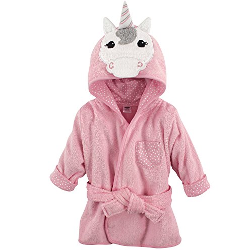 Hudson Baby Animal Face Hooded Bathrobe, Unicorn, 0-9 Months