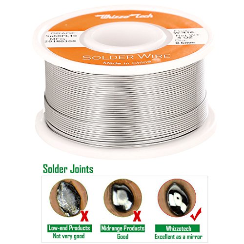 Whizzotech Solder Wire 60/40 Tin/Lead Sn60Pb40 with Flux Rosin Core for Electrical Soldering 4oz/100g Diameter 0.023 Inch/0.6mm (4oz-0.6mm)