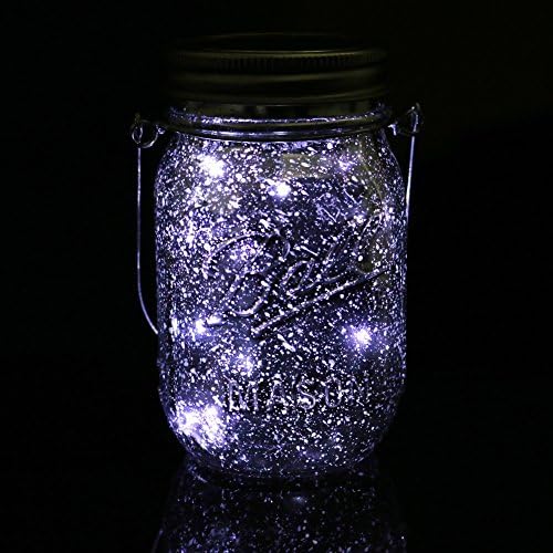 Solar Mason Light– Colorful White Warm White with String Light Insert – for Garden Porch Wedding Decoration – Glass Jar and String Light Bulb Insert Included – Lovin (silver jar white light)