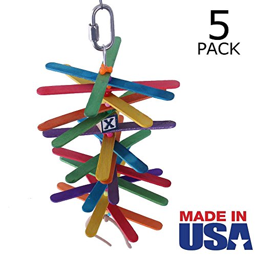 Toys Popsicle Sticks Bird Toy for Small / Medium Birds MADE IN USA 5Pack by Beakaroos