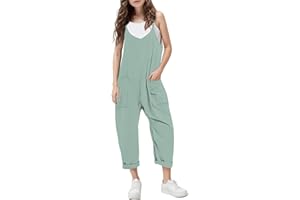 Evensu Girls Casual Jumpsuits Sleeveless Loose Spaghetti Strap Summer Rompers Long Pants with Pockets for 7-14 Years