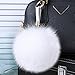 Roniky Newest Large Genuine Fox Fur Pom Pom Keychain Bag Purse Charm Gold Ring Fluffy Fur Ball (5.1
