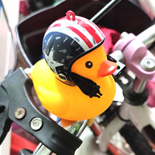 GOCOHHI Kids Bike Horn Cute Bicycle Lights Bell Squeeze Horns for Toddler Children Adults Cycling Motorcycle Yellow Duck Light Rubber Duck Helmet Toys (Blue, Duck+Helmet)