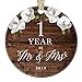 First 1st Wedding Anniversary Christmas Tree Ornament One Year Together Husband & Wife Married Couple Pretty Rustic Ceramic Collectible Keepsake Gift 3
