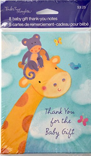 8 Baby Shower Thank You Notes - Giraffe
