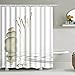 BLEUM CADE Shower Curtain Zen Stone Wild Grass Reflection in Water Shower Curtains 12 Hooks, Meditation Design Waterproof Fabric Bathroom Shower Curtain