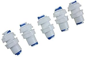 SENSTREE ZAOJIAO Tube Bulkhead Connector Push Fit Quick Connect for RO Water Reverse Osmosis System (Pack of 5) (1/4" Tube Bulkhead Connector)
