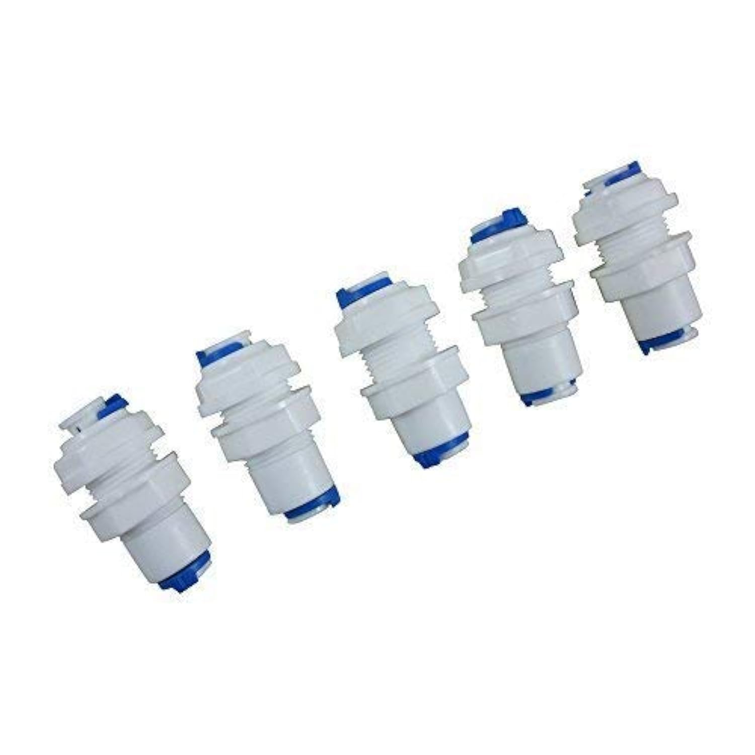 Tube Bulkhead Connector Push Fit Quick Connect for RO Water Reverse Osmosis System (Pack of 5) (1/4" Tube Bulkhead Connector)