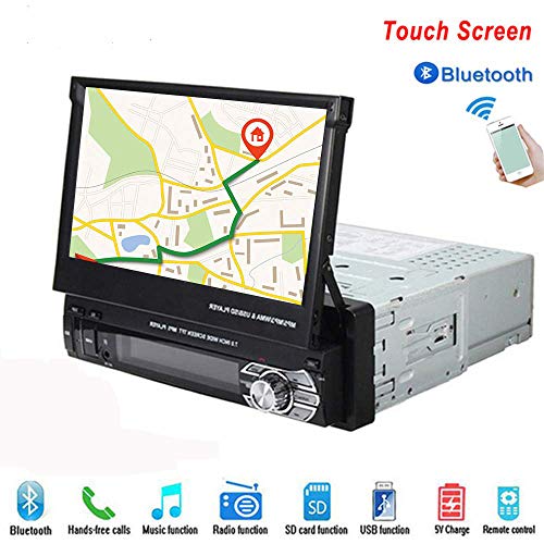 Hikity 1 Din Universal Car Stereo Radio 7 inch HD Touch Screen GPS Navigation FM/AM Radio Bluetooth Autoradio AUX-in MP3//remote Control/MP5 Support USB/SD Card Rear View Camera Backup Came