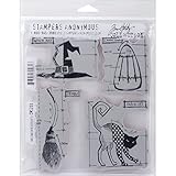 Stampers Anonymous Tim Holtz Cling Rubber Stamp Set, 7 by 8.5, Inch, Halloween Blueprint