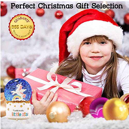 image for VECU Unicorn Snow Globe, 100 MM Automatic Snowfall Cartoon Rainbow Mus