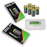 8 Batteries Pack of EdisonBright type 16340 EBR70 rechargeable CR123A RCR123A 3.7v protected li-ion batteries with EdisonBright battery carry case