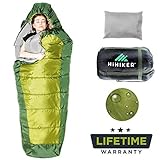 HiHiker Mummy Bag + Travel Pillow w/Compact Compression Sack – 4 Season Sleeping Bag for Adults & Kids – Lightweight Warm and Washable, for Hiking Traveling & Outdoor Activities
