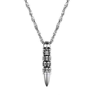 Amazon Prosteel スカル 弾丸 ペンダント ネックレス メンズ