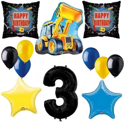 Bundle of 3rd Boy BIRTHDAY CONSTRUCTION LOADER BALLOON BOUQUET WITH 40" BLACK #3