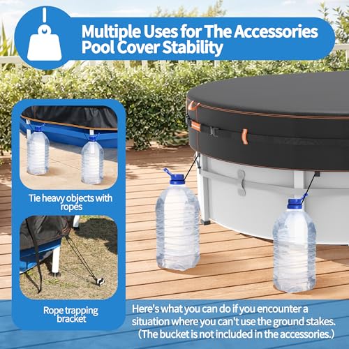 Neuradical 500D Oval Cover for Above Ground Pools, UV and Tear Resistant, 305 x 610 cm, Windproof Protection with Reflective Strips, Waterproof and Weatherproof.