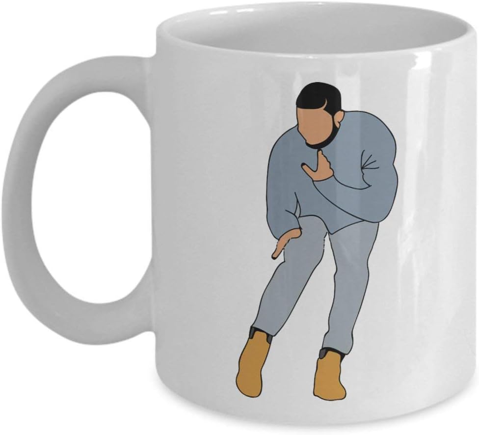 Drake Hotline Bling Views Coffee Mug Cup (White) 11oz Drake Ovoxo Gifts Merchandise OVO Accessories Shirt Sticker Pin Decal Artwork Decor University R