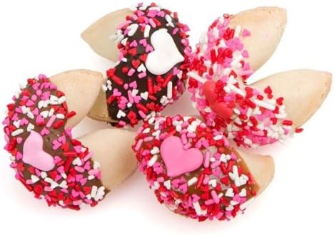 Romantic Decorated and Dipped Fortune Cookies - Set of 12 (Valentine Decorations)