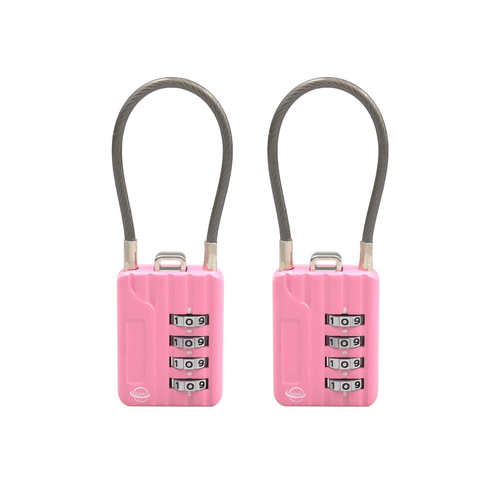 SISAV 4 Digit Cable Combination Locks 4.7 inches(12cm) Cable for School Gym Locker,Helmet,Filing Cabinets,Toolbox,Luggage Suitcase,knapsack,Cable 3mm Diameter,Pink(2 Pack)