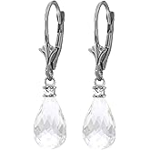 Galaxy Gold GG 14k Solid Gold Leverback Earrings with Diamonds and White Topaz