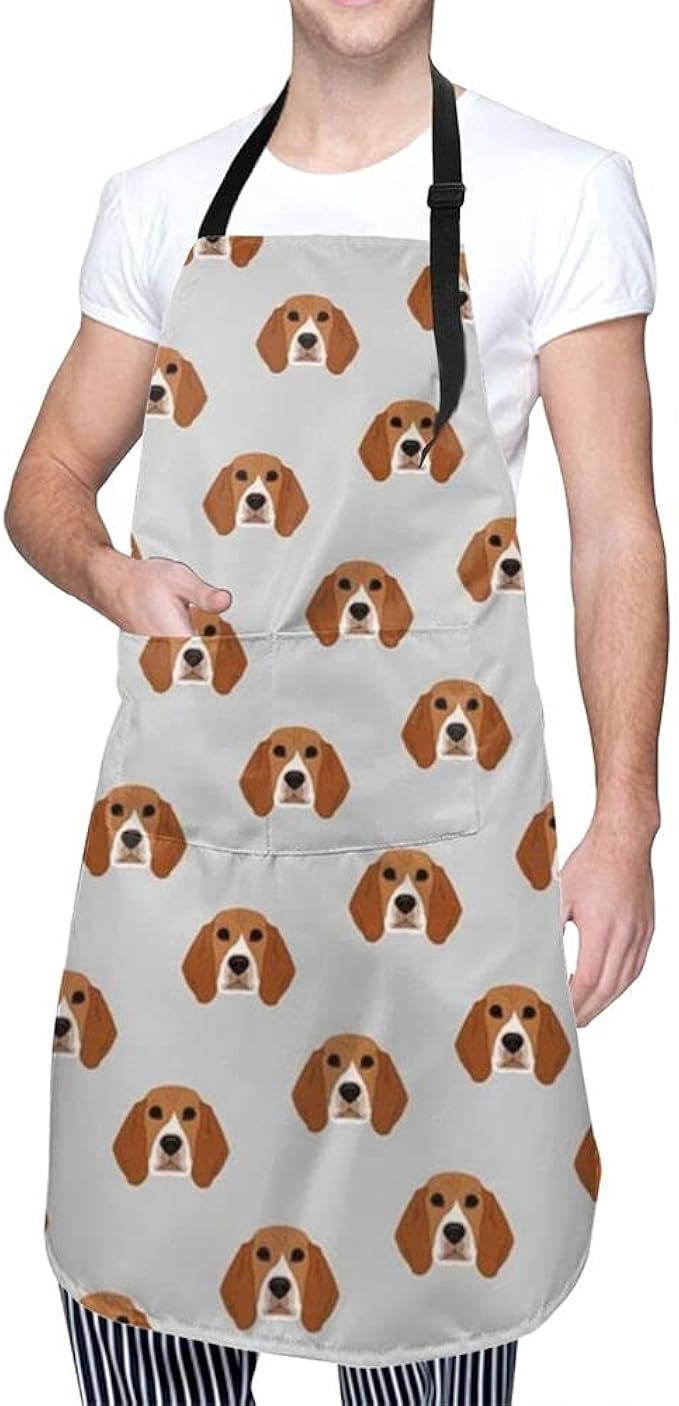Beagle Dog Pattern Gray Aprons For Cooking Waterproof
