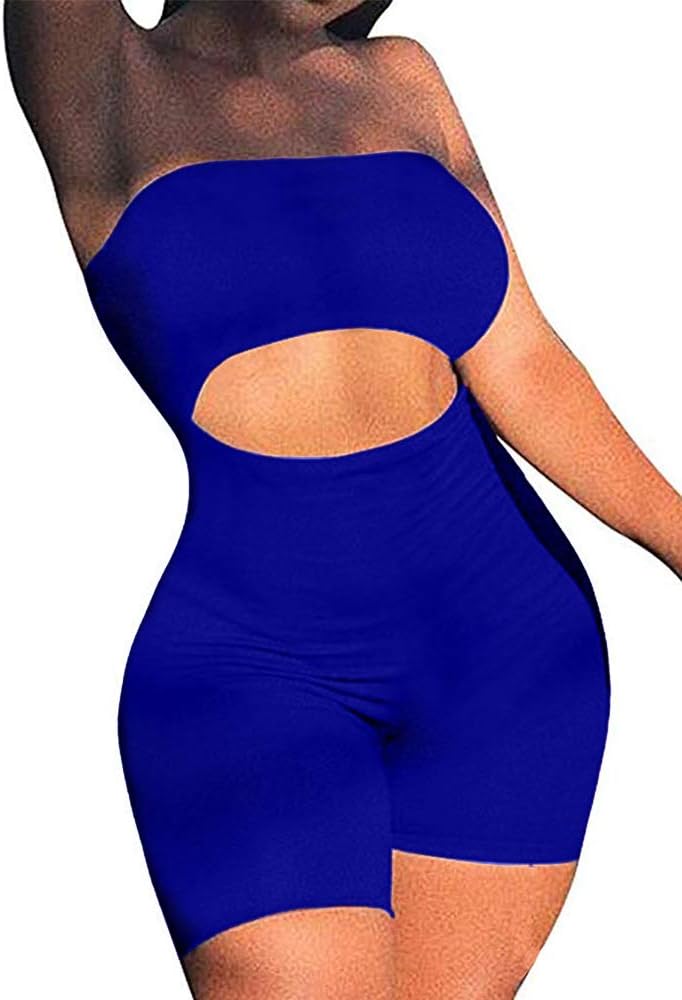 LCNBA Women's Sexy Bodycon Strapless Romper Jumpsuit Catsuit Shorts Club Party Outfit