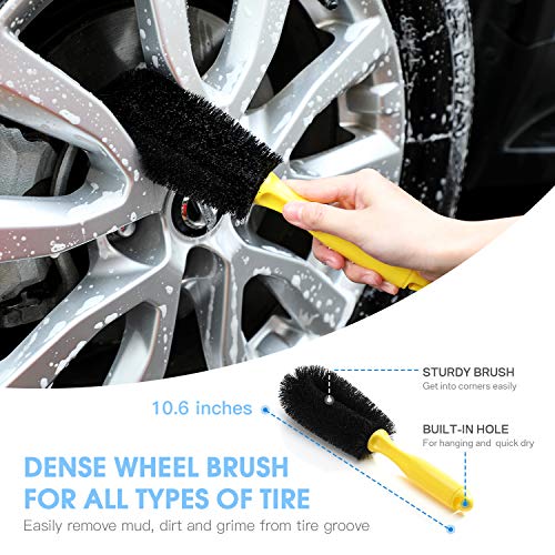 Chuntianli 7 in 1 Car Cleaning Washing Tools Kit with Bag,Tire Cleaning Brush|Double Head Car Vent Brush|Chenille Wash Sponge|Duster|Windshield Water Scraper|Wash Cloth for Auto Motorcycle Accessories - Thumbnail 2