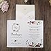 Doris Home 50pcs Vertical White Hollow Flora Laser Cut Wedding Invitation Cards Kit with envelops