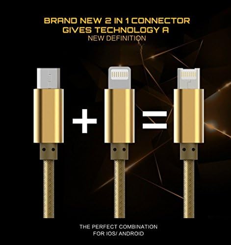 Lightning Cable,TOP PLUS 2 in 1 Dual-Side Lightning&amp;Micro USB Iphone Android Charging Data Sync Cable Nylon Braided USB Charger Cord for iPhone6s/6s,iPad,Samsung Galaxy/S7edge 3.3ft