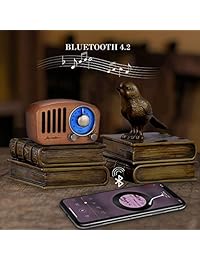 Radio FM portátil de radio retro con altavoz Bluetooth con radio vintage con sonido estéreo Bluetooth 4.2 mini altavoz de 0.138 in entrada de audio Jack y puertos de tarjeta TF