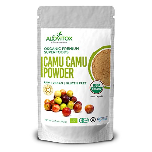 Organic Camu Camu Berry Superfood Powder - Vitamin C, Antioxidants, Non-GMO - Certified Organic, Raw, Vegan, Gluten Free, Paleo - 3.5oz by Alovitox