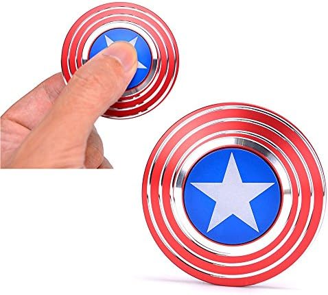 Jozabova Fidget Hand Spinner Toy Captain America Stress Reducer EDC Toy Aluminum alloy with Metal Bearing ADHD Focus Anxiety Relief Toys