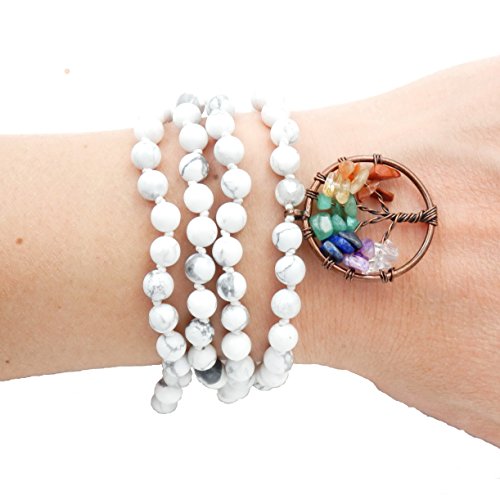 Mala Beads Bracelet, Buddhist Prayer Beads bracelet,hand knotted mala bracelet (Howlite)