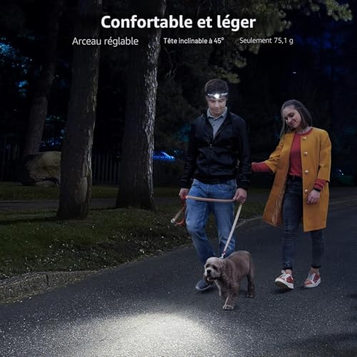 Lepro Rechargeable Headlamp, D5000 Super Bright LED Head Torch, 2000LUX Powerful LED Head Torch with Red Indicator, 6 Lighting Modes 30H Autonomy for Running, Emergency, Cycling