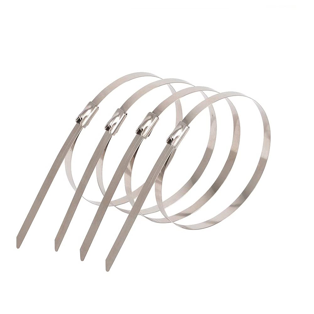 YOFASEN 100pcs Stainless Steel Cable Ties - Self Locking Zip Ties Cable Tie Strap Wraps Multiperpose for Home Garage Workshop, 200x4.6mm