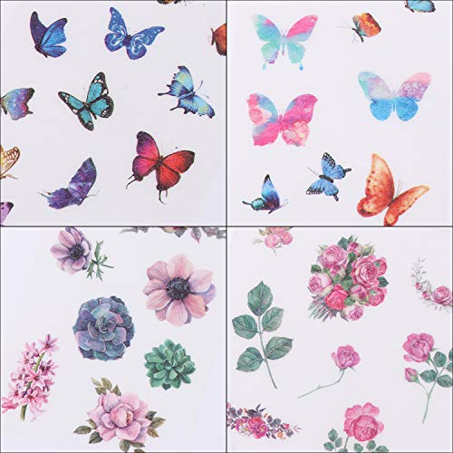 Tongnian Planner Stickers Set (48 Sheets) Flowers Butterfly Stickers Decorative Adhesive Sticker Collection for Scrapbooking, Diary, Album, Bullet Journals, Laptops, Cup, DIY Arts and Craft - Thumbnail 5