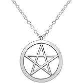 MANZHEN Gold Silver Supernatural Star Pentagram Pentacle Pendant Necklace Wicca Pagan Jewelry