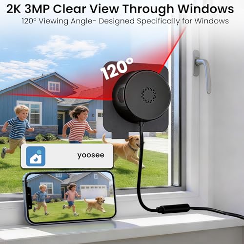 2K 3MP Window Camera, 5GHz & 2.4GHz WiFi Dome Cameras for Home Security for Indoor & Outdoor Monitoring, with Motion/Human Detection, Easy Install, 24/7 Recording, Full Color Starlight Night Vision