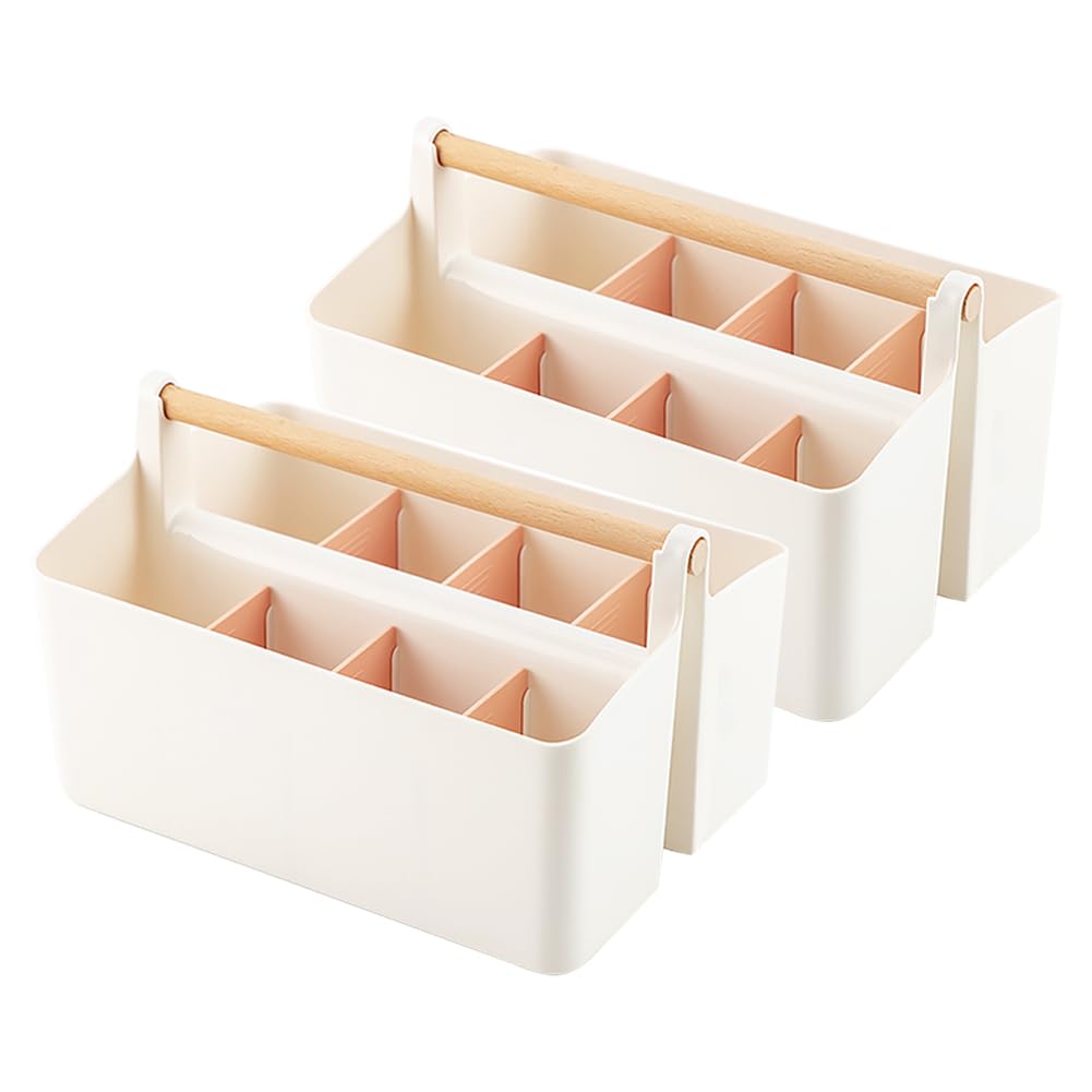 Photo 1 of 2 Pack Art Caddy Organizer Portable,marker box Large Pen Holder for Desk,Art Supply Storage Organizer with DIY Dividers for Colored Pencils,Markers,Art Supplies,Craft Organizers (Pink Divider)