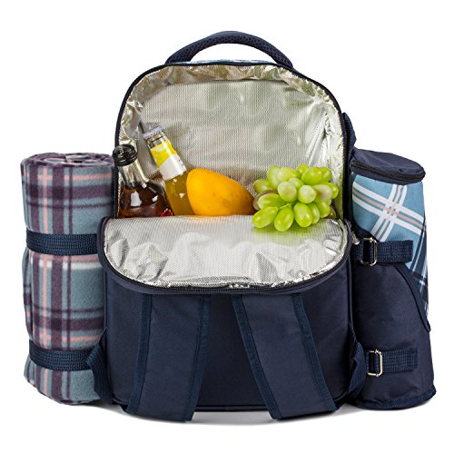 apollo walker Picnic Backpack Bag for 4 Person with Cooler Compartment