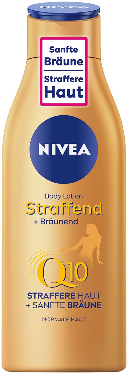 NIVEA Body Lotion Firming + Tanning Q10, Care for a Gentle Tan with Fresh Summer Fragrance, Skin Care for Firmer Skin in Just 10 Days (200 ml)