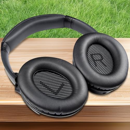 SoloWIT Almohadillas para Bose QuietComfort 35 (QC35) & Quiet Comfort 35II (QC35 II) Auriculares, Espuma de Alta Densidad y Cuero Proteico