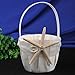 Topwedding Beach Themed Ivory Satin Flower Girl Basket with Sea Star and Seashell