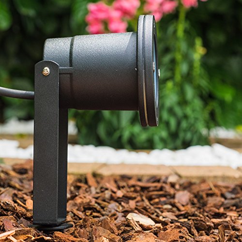 HOFSTEIN Gartenstrahler Pilsen, Gartenlampe mit Erdspieß, Außenleuchte aus Aluminium in Schwarz, Gartenbeleuchtung mit… – Bild 6