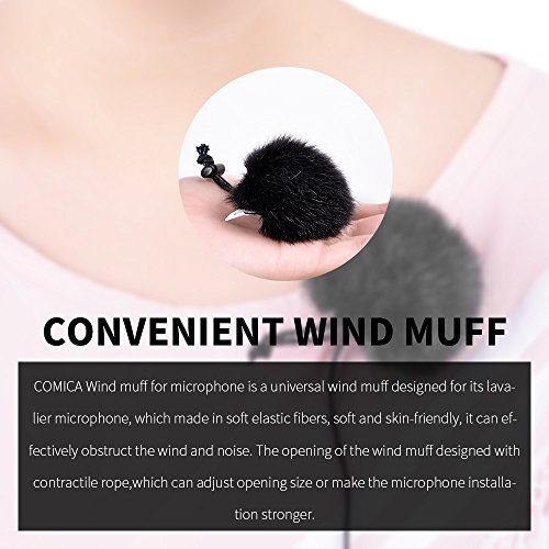 Comica CVM-MF1(B) Outdoor Furry Microphone Wind Muff for lavalier Lapel Microphone Comica Audio-Technica etc.(3 Pack) (Black) - Thumbnail 6